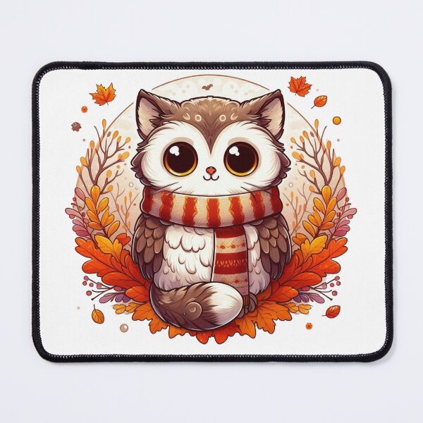Item preview, Kawaii Autumn Owl Cozy Fall Illustration designed and sold by BigBlueArt.
