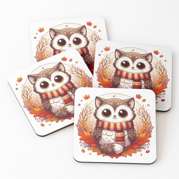 Item preview, Kawaii Autumn Owl Cozy Fall Illustration designed and sold by BigBlueArt.