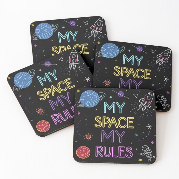 Item preview, My Space My Rules – Bright Cosmic Typography Art, Colorful Space Illustration with Rockets & Planets designed and sold by VivoStudio.