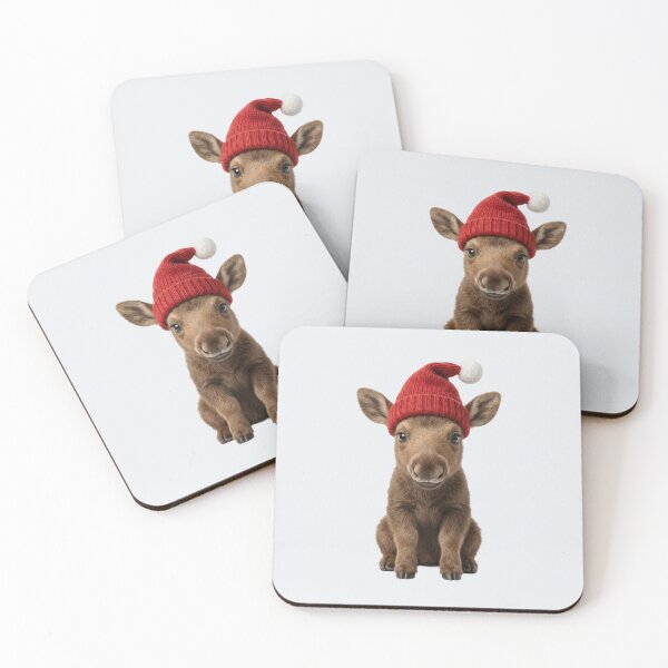 Item preview, Baby moose with red hat – Cute Christmas designed and sold by DAGHO.
