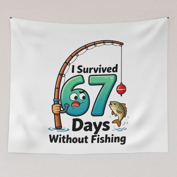 Item preview, I Survived 67 Days Without Fishing Funny Six Seven 6 7 Meme designed and sold by Miumed.