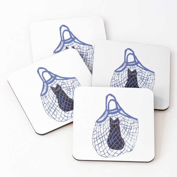 Item preview, Cat in Blue Mesh Bag Illustration designed and sold by pointense.