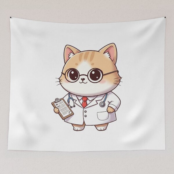 Item preview, Cute Doctor Cat Illustration designed and sold by HoopeStylee.