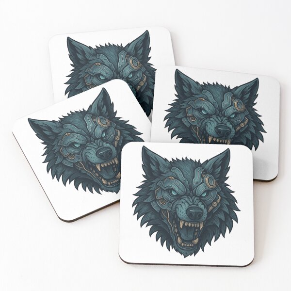 Item preview, Cyber Blue Wolf – Futuristic Tech Beast Illustration designed and sold by Papier Atelier Art.