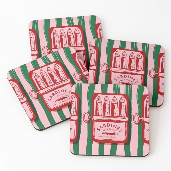 Item preview, Pink Sardine Tin on Green Stripes designed and sold by pointense.