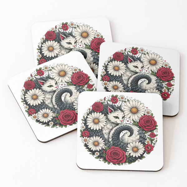 Item preview, Floral Cat Mandala with Roses and Daisies designed and sold by BigBlueArt.