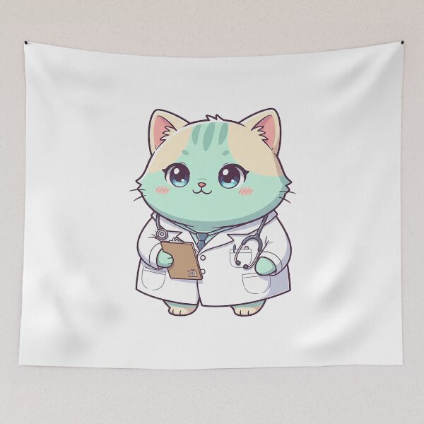 Item preview, Cute Doctor Cat Illustration designed and sold by HoopeStylee.