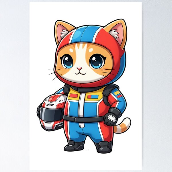 Item preview, Cute F1 Racer Cat designed and sold by HoopeStylee.