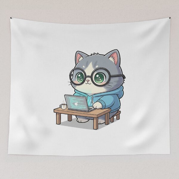Item preview, Cute Developer Cat Cartoon designed and sold by HoopeStylee.