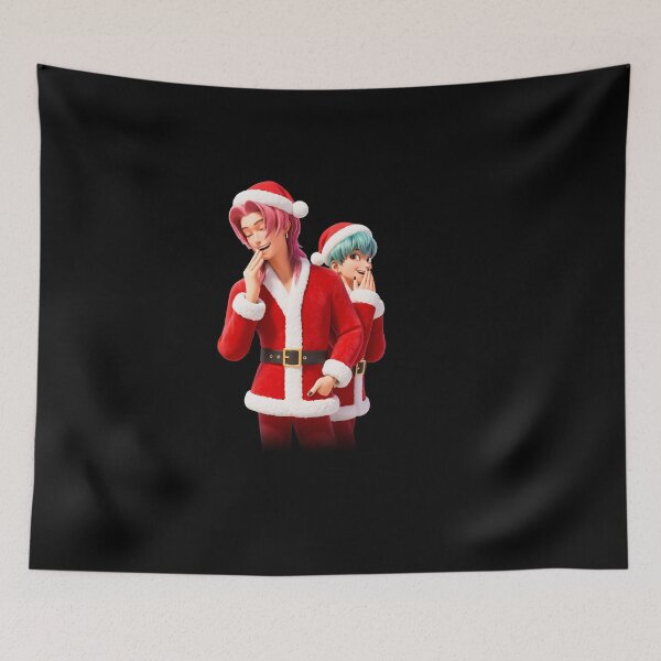 Item preview, K-pop duo in Santa Claus outfits and pastel colors designed and sold by Polarisofficial.