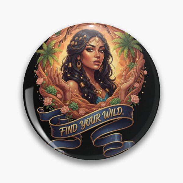 Item preview, Empowering Woman Art: Arabian/Indian Desert Goddess with Tropical Frame & "FIND YOUR WILD." Slogan designed and sold by BoldBloomArt.