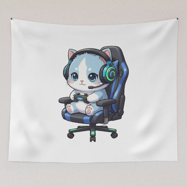 Item preview, blue Cute Gamer Cat Character designed and sold by HoopeStylee.