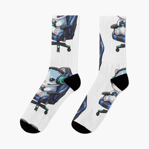 Artikelvorschau, blauer niedlicher Gamer-Katzencharakter entworfen und verkauft von HoopeStylee.
