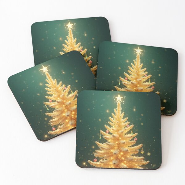Item preview, Golden Christmas tree with sparkling ornaments designed and sold by Djantrix.