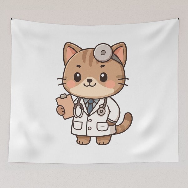 Item preview, kawai Cute Doctor Cat Illustration designed and sold by HoopeStylee.
