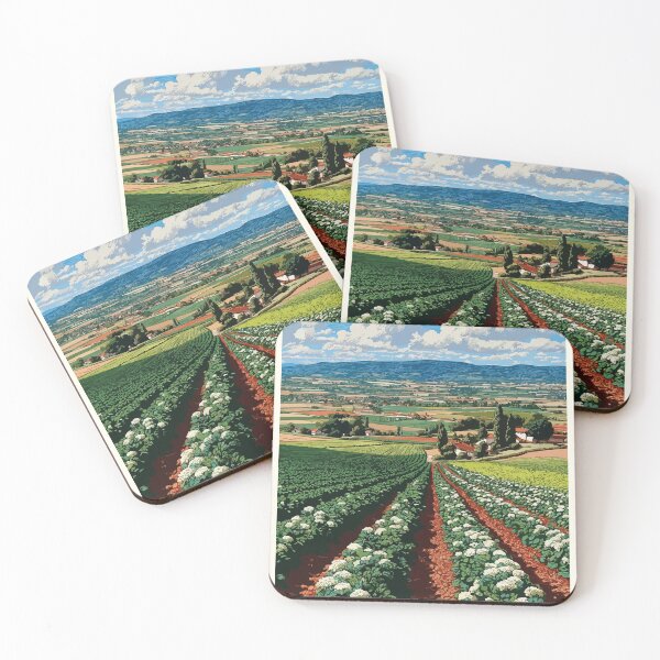 Item preview, O’Leary Farmland Art Print – Green Field Landscape Illustration designed and sold by TuncGK.