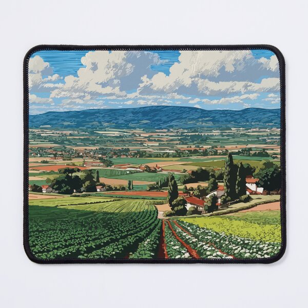 Item preview, O’Leary Farmland Art Print – Green Field Landscape Illustration designed and sold by TuncGK.