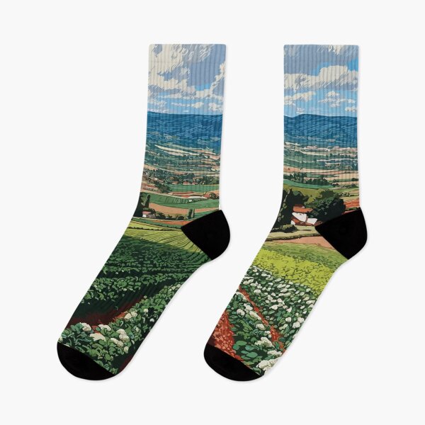 Item preview, O’Leary Farmland Art Print – Green Field Landscape Illustration designed and sold by TuncGK.