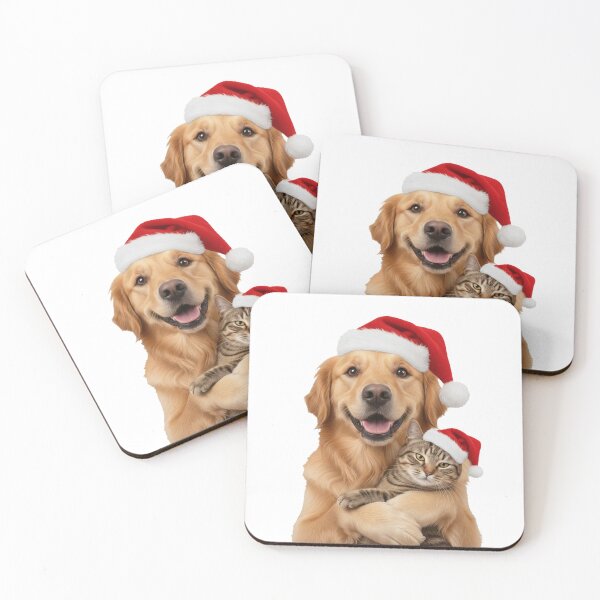 Item preview, Photorealistic Dog & Unimpressed Cat Sticker | Christmas Pet Humor designed and sold by Thaliandra.