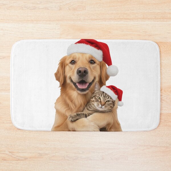 Item preview, Photorealistic Dog & Unimpressed Cat Sticker | Christmas Pet Humor designed and sold by Thaliandra.