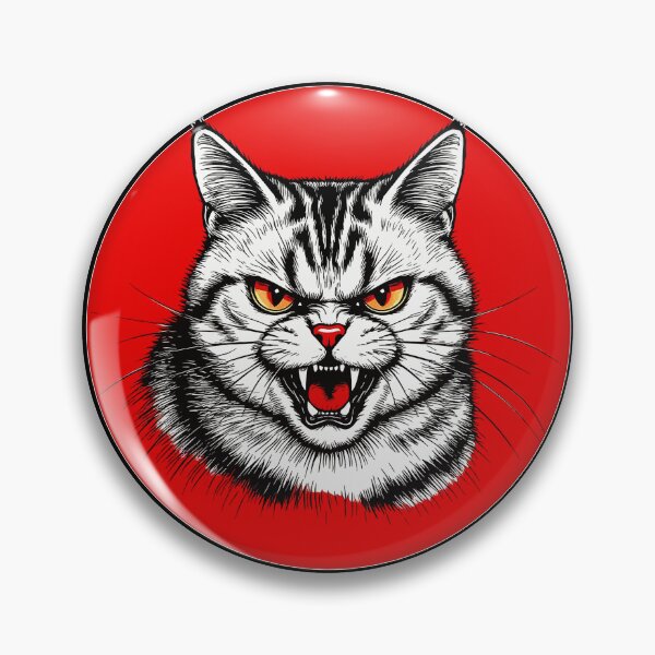 Item preview, Angry Cat Japanese Portrait. Mad Kitten in a Red Circle designed and sold by PeasyEasy.