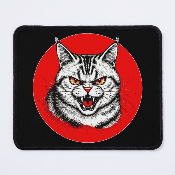 Item preview, Angry Cat Japanese Portrait. Mad Kitten in a Red Circle designed and sold by PeasyEasy.