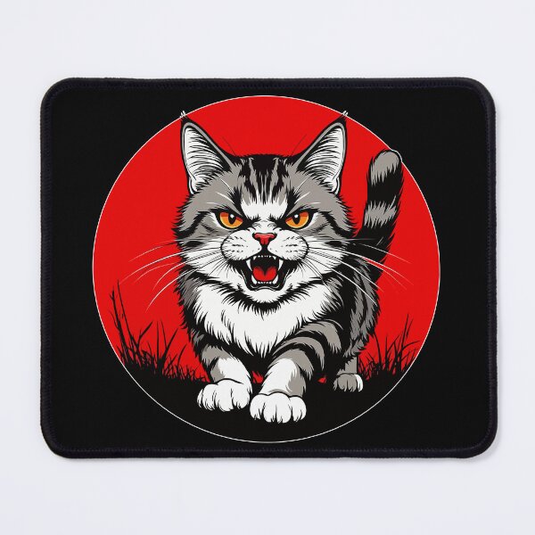 Item preview, Angry Kitten Japanese Portrait. Mad Cat in a Red Circle designed and sold by PeasyEasy.