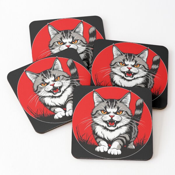 Item preview, Angry Kitten Japanese Portrait. Mad Cat in a Red Circle designed and sold by PeasyEasy.