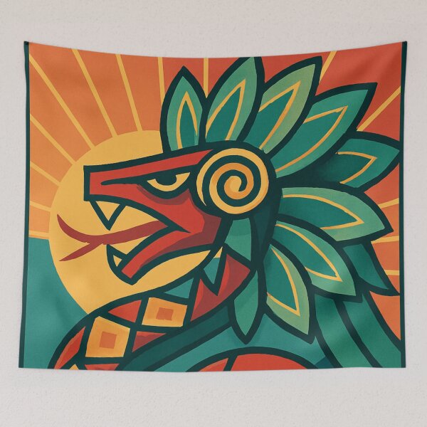Item preview, Quetzalcoatl Art Deco - Stylized Feathered Serpent designed and sold by JonelleTshirts.