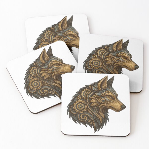 Item preview, Steampunk Wolf Profile – Ornate Mechanical Beast Illustration designed and sold by Papier Atelier Art.