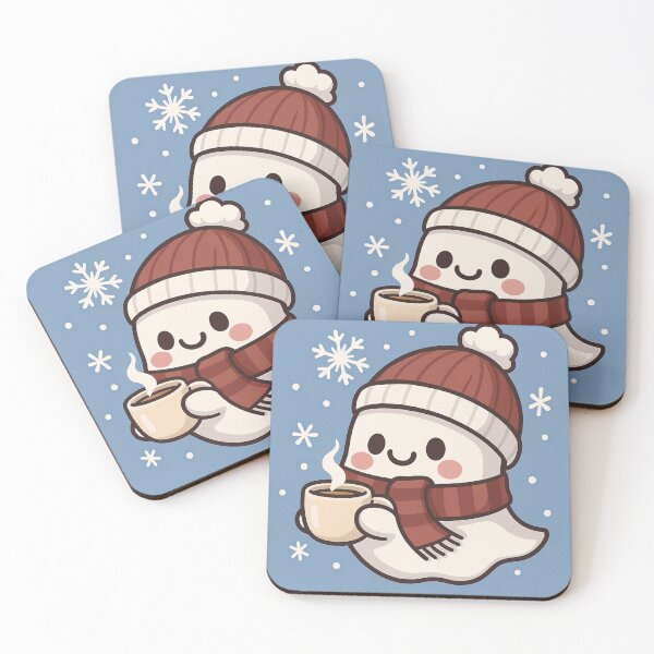 Item preview, Kawaii Winter Ghost – Cozy Hot Cocoa Illustration designed and sold by Papier Atelier Art.