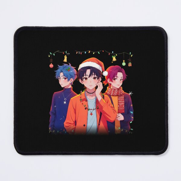 Item preview, Christmas K-pop Trio: Boys in Anime Style with Santa Hats designed and sold by Polarisofficial.
