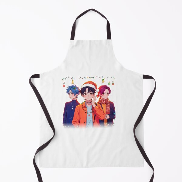 Item preview, Christmas K-pop Trio: Boys in Anime Style with Santa Hats designed and sold by Polarisofficial.