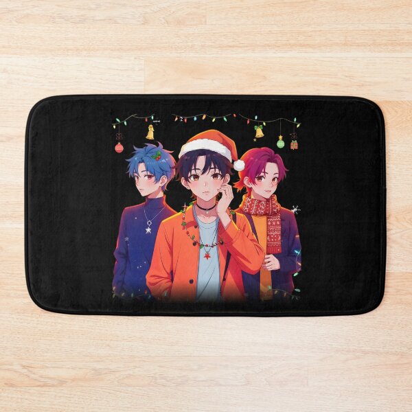 Item preview, Christmas K-pop Trio: Boys in Anime Style with Santa Hats designed and sold by Polarisofficial.