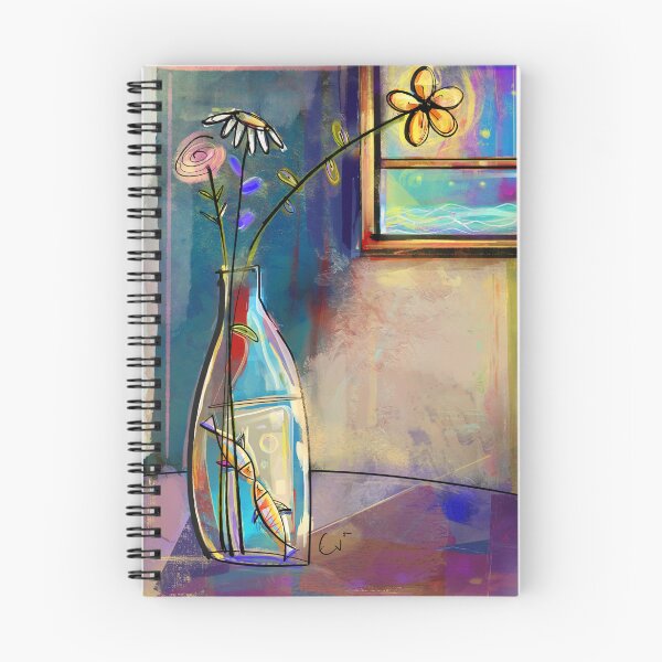 Item preview, two artistic fish are kissing inside a vase with flowers designed and sold by eva-daniil.