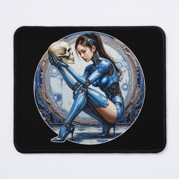 Item preview, Japanese Robot Girl a Skull. Female Android. Blue Humanoid Woman designed and sold by PeasyEasy.