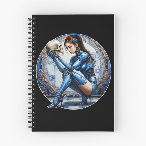 Item preview, Japanese Robot Girl a Skull. Female Android. Blue Humanoid Woman designed and sold by PeasyEasy.