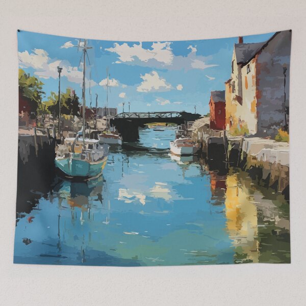 Item preview, Stanley Bridge Prince Edward Island | Coastal Village Harbour Poster designed and sold by TuncGK.