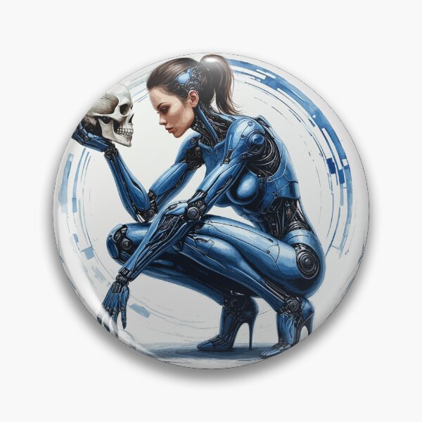Item preview, Robot Girl a Skull. Female Android. Blue Humanoid Woman designed and sold by PeasyEasy.