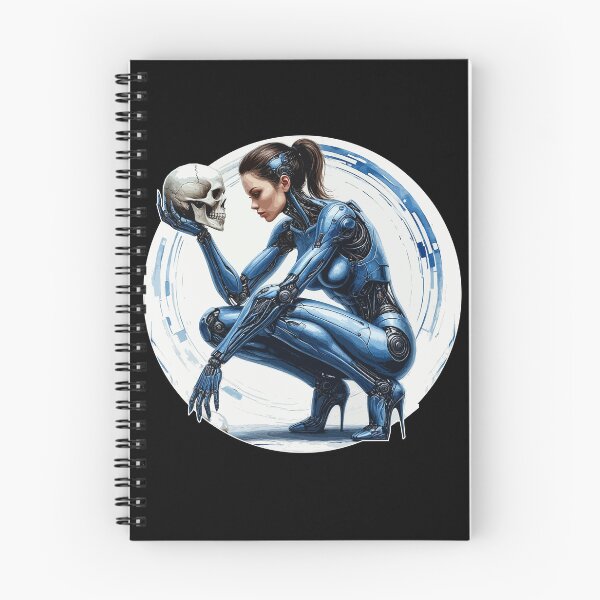Item preview, Robot Girl a Skull. Female Android. Blue Humanoid Woman designed and sold by PeasyEasy.
