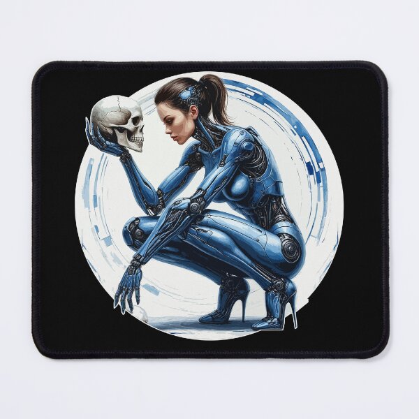 Item preview, Robot Girl a Skull. Female Android. Blue Humanoid Woman designed and sold by PeasyEasy.