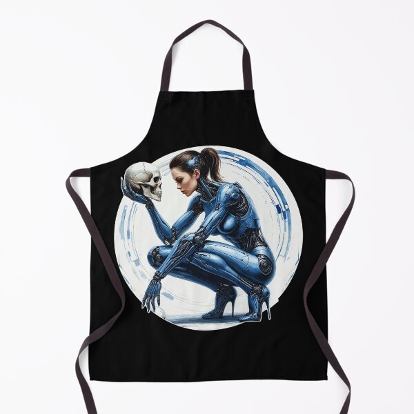 Item preview, Robot Girl a Skull. Female Android. Blue Humanoid Woman designed and sold by PeasyEasy.