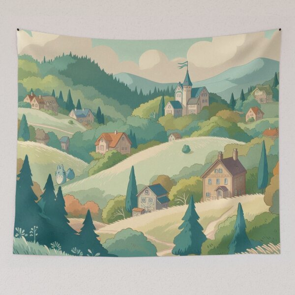 Item preview, Paisaje tranquilo de Studio Ghibli designed and sold by AnimeRay.