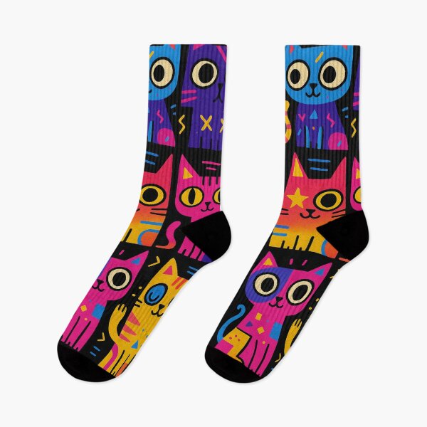 Item preview, Neon Geometric Cats – Vibrant Retro Feline Art designed and sold by Nope Cats.