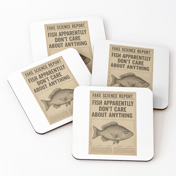 Item preview, Fake Science Report: Fish Don’t Care About Anything – Vintage Newspaper Illustration designed and sold by LovelyCatGalaxy.