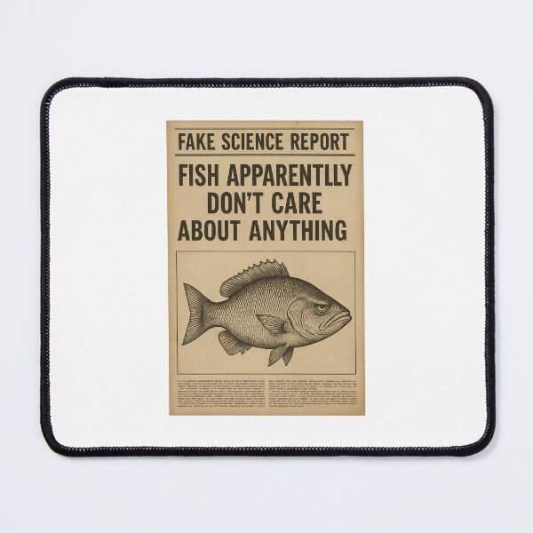 Item preview, Fake Science Report: Fish Don’t Care About Anything – Vintage Newspaper Illustration designed and sold by LovelyCatGalaxy.
