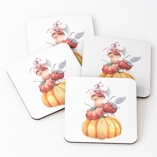Item preview, Autumn Harvest – Watercolour Pumpkin, Tomato, Apple, Mushroom & Viburnum Opulus designed and sold by lippostcard.