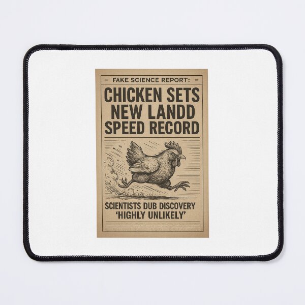 Item preview, Fake Science Report: Chicken Sets New Land Speed Record – Vintage Newspaper Illustration designed and sold by LovelyCatGalaxy.