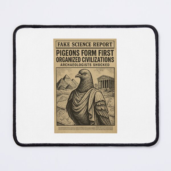 Item preview, Fake Science Report: Pigeons Once Formed an Advanced Ancient Civilization – Vintage Newspaper Illustration designed and sold by LovelyCatGalaxy.