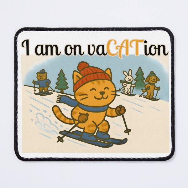 Item preview, Skiing Cat with Animal Friends – Cute Winter T-Shirt “I am on vaCATion” designed and sold by SVALANART.